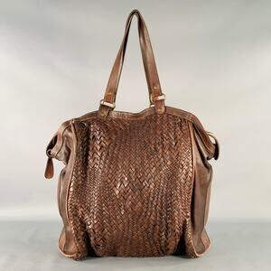 GIORGIO BRATO Brown Woven Leather Tote Handbag